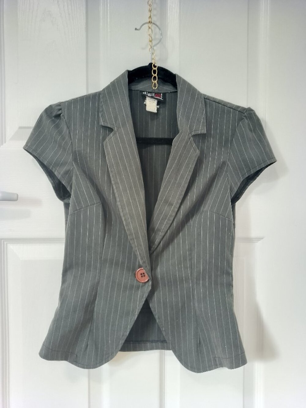 Y2K Short Sleeve Pinstripe Blazer Corset Back